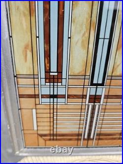 Frank Lloyd Wright Art Deco Oak Park Skylight Stained Glass Panel Lead Frame 13