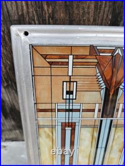 Frank Lloyd Wright Art Deco Oak Park Skylight Stained Glass Panel Lead Frame 13