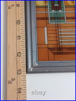 Frank Lloyd Wright Art Deco Oak Park Skylight Stained Glass Panel Lead Frame 13