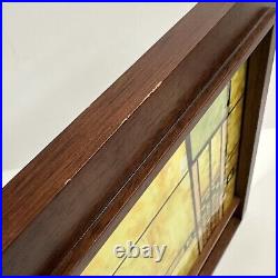 Frank Lloyd Wright Art Glass Window Panel Wood Frame Arts and Crafts Mission Vtg