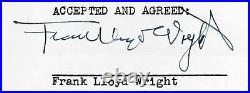 Frank Lloyd Wright Authentic 3x Signed 8.35x9.5 3 Page NBC Contract BAS #AB14681