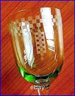 Frank Lloyd Wright Authentic Imperial Hotel Tokyo Green Wine Glass Ca 1930-60