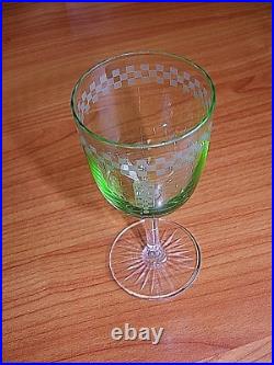 Frank Lloyd Wright Authentic Imperial Hotel Tokyo Green Wine Glass Ca 1930-60