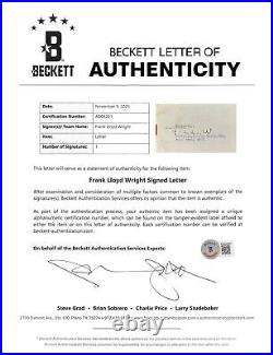 Frank Lloyd Wright Authentic Signed 8.5x11 1933 Typed Letter BAS #AD04261