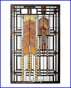 Frank Lloyd Wright Autumn Sumac Stained Art Glass Panel