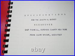 Frank Lloyd Wright Blueprints, Prelims & Specs For Joseph H. Brewer Project