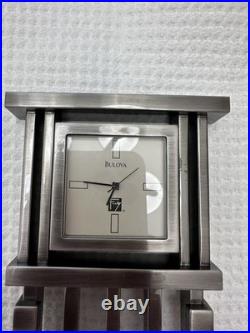 Frank Lloyd Wright Bulova B7747Mission Clock Brass Silver