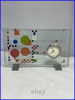 Frank Lloyd Wright + Bulova Glass Desk Clock Coonley Playhouse Adaptation