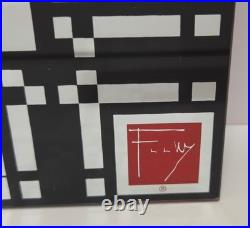 Frank Lloyd Wright Bulova Modern Abstract Mirror Wall Clock Signed WORKS! HTF