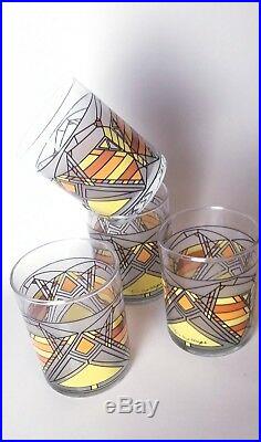 Frank Lloyd Wright Butterfly WIndow stained glass tumblers, set of four