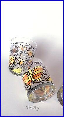 Frank Lloyd Wright Butterfly WIndow stained glass tumblers, set of four