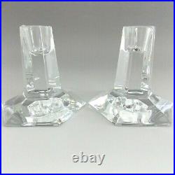 Frank Lloyd Wright By Tiffany Crystal Candle Sticks (pair) Sleek Crystal Art