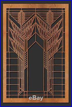 Frank Lloyd Wright COONLEY WINDOW B Design WALL HANGING Etched Wood 31x11