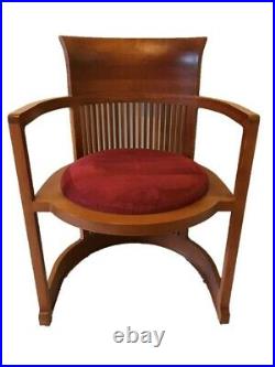 Frank Lloyd Wright Cherry Wood Barrel Chair, Signed