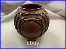 Frank Lloyd Wright Collection Brown Glazed Footed Round Vase Art Deco Style