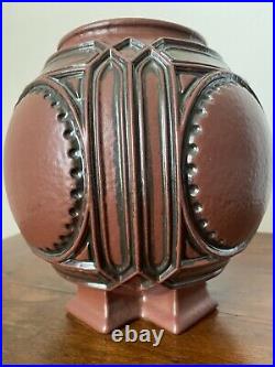 Frank Lloyd Wright Collection Footed Pottery Art Vase Metallic Reproduction Mint