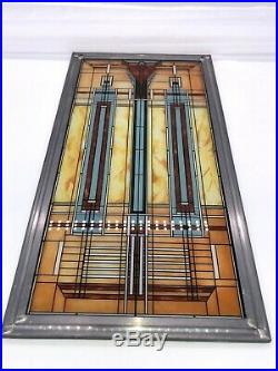 Frank Lloyd Wright Collection Metal Stained Glass 13 x 7 Deco Art Glass Panel