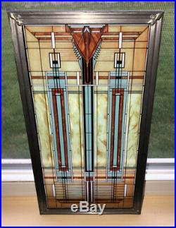 Frank Lloyd Wright Collection Metal Stained Glass 13 x 7 Deco Art Glass Panel
