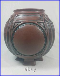 Frank Lloyd Wright Collection Urn Vase Brown Bronze Ceramic Round Footed