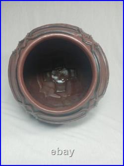 Frank Lloyd Wright Collection Urn Vase Brown Bronze Ceramic Round Footed