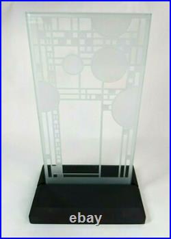 Frank Lloyd Wright Coonley Etched Glass Desktop Table Top Mid Century
