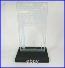 Frank Lloyd Wright Coonley Etched Glass Desktop Table Top Mid Century
