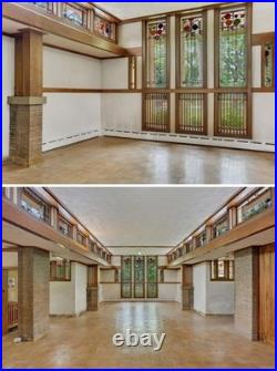 Frank Lloyd Wright Coonley Playhouse Parade Stained Glass Panel Vintage 6046AK