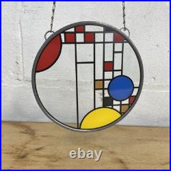 Frank Lloyd Wright Coonley Playhouse Suncatcher 6 3/8 Round Stained Glass RARE