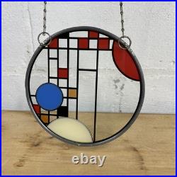 Frank Lloyd Wright Coonley Playhouse Suncatcher 6 3/8 Round Stained Glass RARE