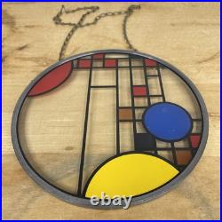 Frank Lloyd Wright Coonley Playhouse Suncatcher 6 3/8 Round Stained Glass RARE