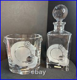 Frank Lloyd Wright Crystal Decanter & Ice Bucket By Miller Rogaska Slovenia 2000