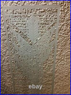 Frank Lloyd Wright Dana Thomas Sumac Etched Glass Panel with Stand, Clear. EUC