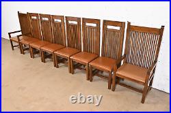 Frank Lloyd Wright Designed Arts & Crafts Oak and Leather High Back Dining Chair