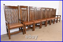 Frank Lloyd Wright Designed Arts & Crafts Oak and Leather High Back Dining Chair