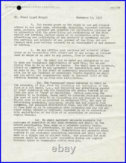 Frank Lloyd Wright Document Triple Signed 11/14/1952