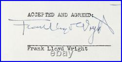 Frank Lloyd Wright Document Triple Signed 11/14/1952