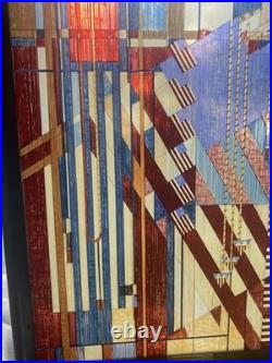 Frank Lloyd Wright Extremely Rare Vintage Stained Glass American Flag