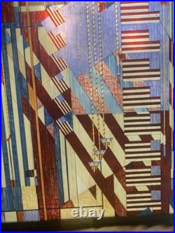 Frank Lloyd Wright Extremely Rare Vintage Stained Glass American Flag