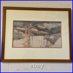 Frank Lloyd Wright FALLING WATER / FALLING WATER PRINT Matted & Framed MoMA VTG