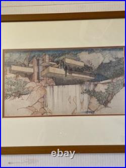 Frank Lloyd Wright FALLING WATER / FALLING WATER PRINT Matted & Framed MoMA VTG