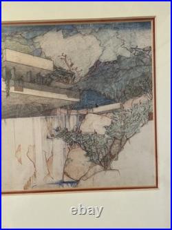 Frank Lloyd Wright FALLING WATER / FALLING WATER PRINT Matted & Framed MoMA VTG Frank Lloyd Wright FALLING WATER / FALLING WATER PRINT Matted & Framed MoMA VTG