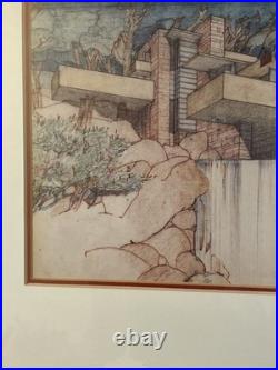 Frank Lloyd Wright FALLING WATER / FALLING WATER PRINT Matted & Framed MoMA VTG