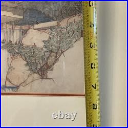 Frank Lloyd Wright FALLING WATER / FALLING WATER PRINT Matted & Framed MoMA VTG