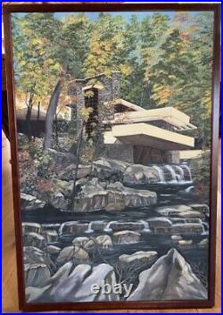 Frank Lloyd Wright Falling Water Original Oil Painting By Cilla 24 X 36 Inches