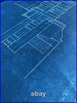 Frank Lloyd Wright Fallingwater Original Working Blueprint, Reverse Copy