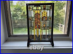 Frank Lloyd Wright Foundation Autumn Sumac Stained Glass Suncatcher Panel 11 x 7