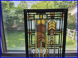 Frank Lloyd Wright Foundation Autumn Sumac Stained Glass Suncatcher Panel 11 x 7