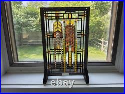 Frank Lloyd Wright Foundation Autumn Sumac Stained Glass Suncatcher Panel 11 x 7