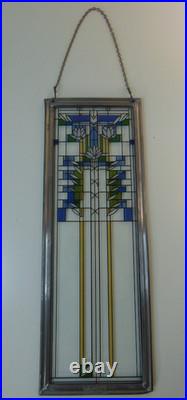 Frank Lloyd Wright Foundation Cert. Water Lilies Stained Glass Panel 17.25 Long
