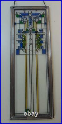 Frank Lloyd Wright Foundation Cert. Water Lilies Stained Glass Panel 17.25 Long